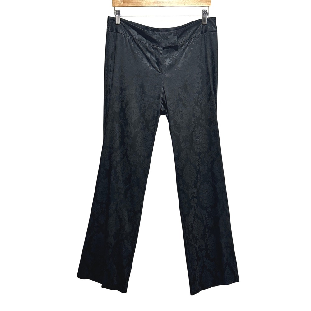 Vintage Parameter Damask Satin Dress Pants Women 12‎ Floral Jacquard Flare Goth
